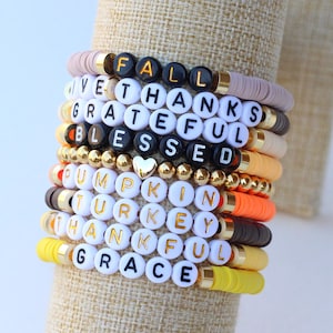 Y2K Fall Turkey Bracelet Set - Soft Clay & Alloy Stretch Bracelets With Pumpkin Charms