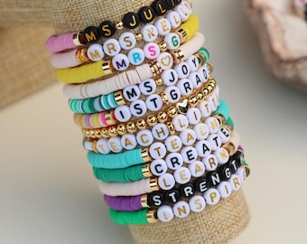 Gift for Teacher from Student, Personalized Teacher Bracelet, End of School Thank You Gift, Custom Name Jewelry, Teacher Keepsake
