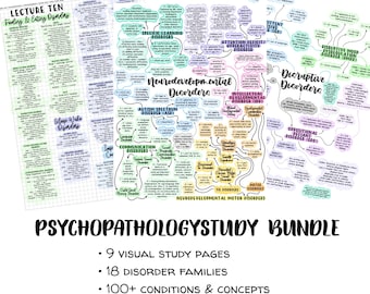 Psychopathology Study Bundle | Visual Disorder Mind Maps | Abnormal Psychology Notes | DSM Study Printable