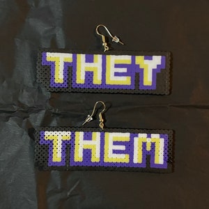 They/Them Queer Pronoun Pixel Earrings