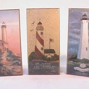Vintage 1990s 7 x 3.5 Lighthouse Prints Wall Decor firmy TCR nr 1476, 2306 i 1002