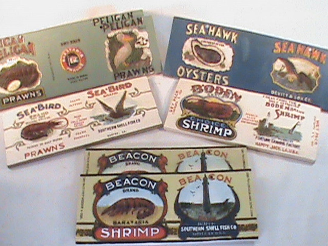 Shellfish Label 6-vintage 8 1/4 X 3 1/4 Resin Wall Décor Old Can Label Southern ...