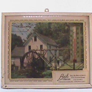 Vintage 1976-77 Reverse Image BECK FURNITURE Advertising Thermometer With Unused Calendar