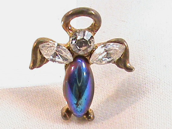 3-Vintage Jeweled Angel Lapel Pins And Winged AVO… - image 3