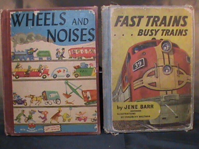 Vintage 1956 Fast Trains Busy Trains Jene Barr And 1950 Wheels and Noises Mary Elting Hardcover