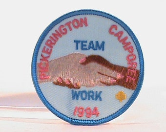 17-Vintage 3 pulgadas 1994 Girl Scouts Of America Pickerington Camporee parche de trabajo en equipo