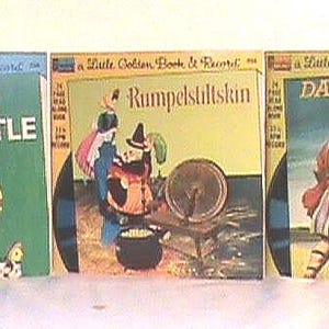 3 petits livres d&#39;or avec disques 45 tours - David et Goliath, Chicken Little et Rumplestiltskin