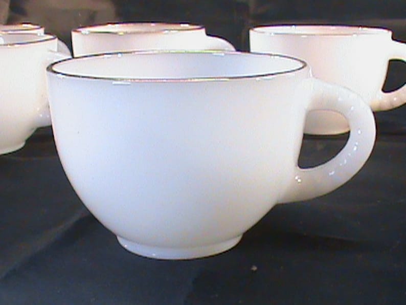 5vintage Milk Glass Coffee Cups With Gold Trim No Chips No Cracks Etsy