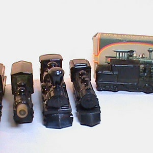 5 Vintage AVON Locomotive Glass Decanters 1 In Original Box