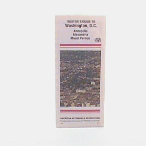 millésime 1980 AAA Guide du visiteur Carte de Washington DC