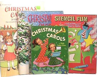 Vintage Collection Of 1960s Children's Book Booklets Christmas Carols Stencils GOLDEN BOOK WHITMAN