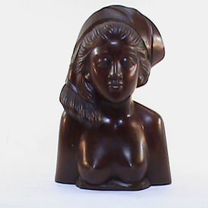 Vintage Indonesian Woman 10 Inch Wooden Statue
