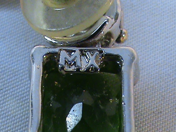 Vintage Pair Designer Signed MX Green Gemstone St… - image 4