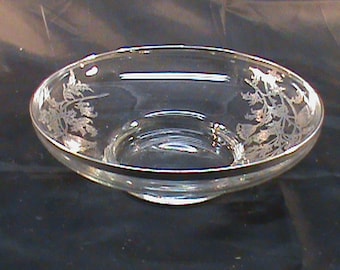 Vintage 6 Inch Silver Etched Glass Bowl No Chips No Cracks