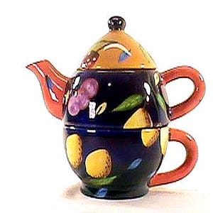 Vintage 3 Piece BELLA CASA By GANZ Stackable Tea Set for 1 Teapot and Cup No Chips No Cracks No Stains