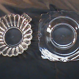 Vintage HEISEY 6 1/2 inch Crystolite helder glazen kom en 7 inch keizerin helder glas vierkante salade plaat geen chips geen scheuren