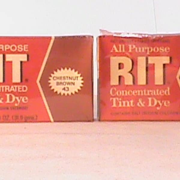 2-Vintage RIT Tint And Dye Packs Chestnut Brown 43 And Charcoal Grey 37