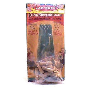 Vintage Dime Store LAF PACK 10 Pin Bowling Game In Original Packaging Enclosed In Protective Plastic
