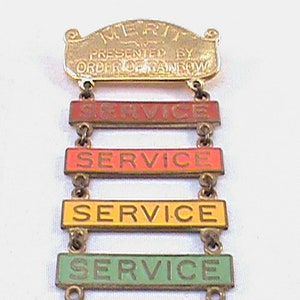 Vintage 1940s Merit Presented By Order Of Rainbow Lapel Pin