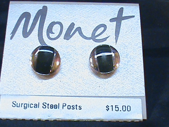 3-Vintage Sets MONET Signed Pierced Backed Earrin… - image 2
