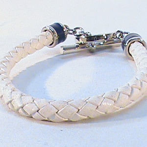 Vintage 7 Inch White Leather Braided RALPH LAUREN Bracelet