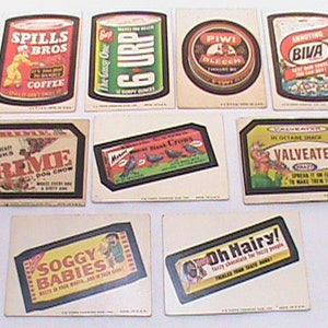 9-Vintage 1973 TOPPS Wacky Pack Stickers