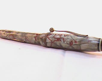 Vintage ONWARD 2 Toned Wine And Gray Fountain Pen With 14kt Gold Plated Nib