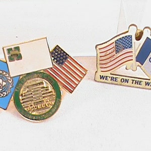 2-Vintage US World Flags Lapel Pins Cleveland Clinic