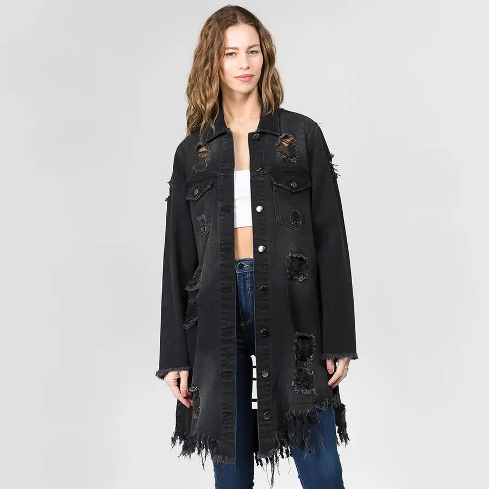 shredded denim jacket