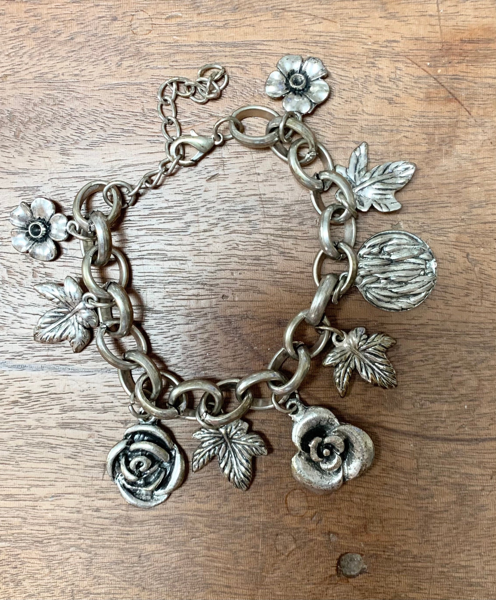 Floral Charm Bracelet Etsy