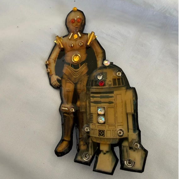 Star Wars characters R2D2 & C3PO pin handmade OOAK - image 7