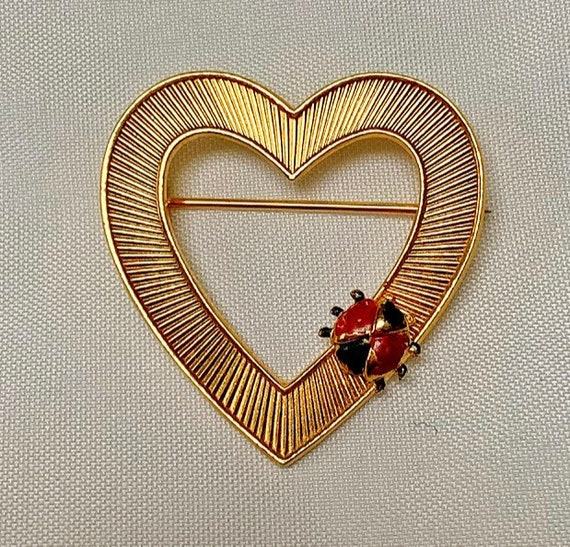 Heart ladybug brooch - image 4