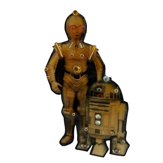 Star Wars characters R2D2 & C3PO pin handmade OOAK - image 1