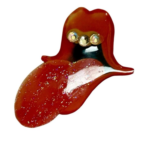 Mouth pin OOAK handmade