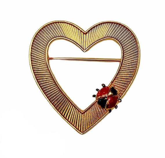 Heart ladybug brooch - image 1