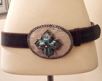 Turquoise Cross & Copper Beaded Buckle - Etsy display picture 3