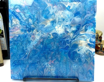 8x8” Tile Art Trivet aka Potholder, Heat Resistant Kitchen Decor, Resin Coated, Glasslike Surface