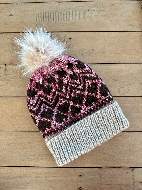 Women’s Handmade Knit Heart Beanie | NWT Handmade Knitted Women main image 3