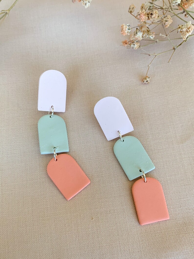 Pastel accessories, pastel earrings, summer earrings, clay earrings, fun earrings, unique earrings, ginger and trim, Watermelon Sugar image 2