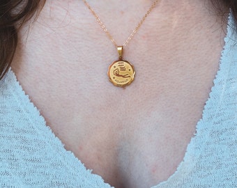 Aquarius Gold Zodiac Necklace, Gold Dainty Necklace, Gold Jewelry, layering necklace, January February Birthday Gift
