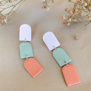 Pastel accessories, pastel earrings, summer earrings, clay earrings, fun earrings, unique earrings, ginger and trim, Watermelon Sugar image 1