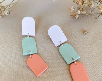 Pastel accessories, pastel earrings, summer earrings, clay earrings, fun earrings, unique earrings, ginger and trim, Watermelon Sugar