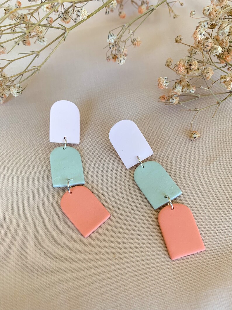 Pastel accessories, pastel earrings, summer earrings, clay earrings, fun earrings, unique earrings, ginger and trim, Watermelon Sugar image 1