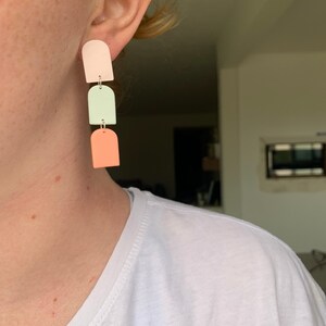 Pastel accessories, pastel earrings, summer earrings, clay earrings, fun earrings, unique earrings, ginger and trim, Watermelon Sugar image 3