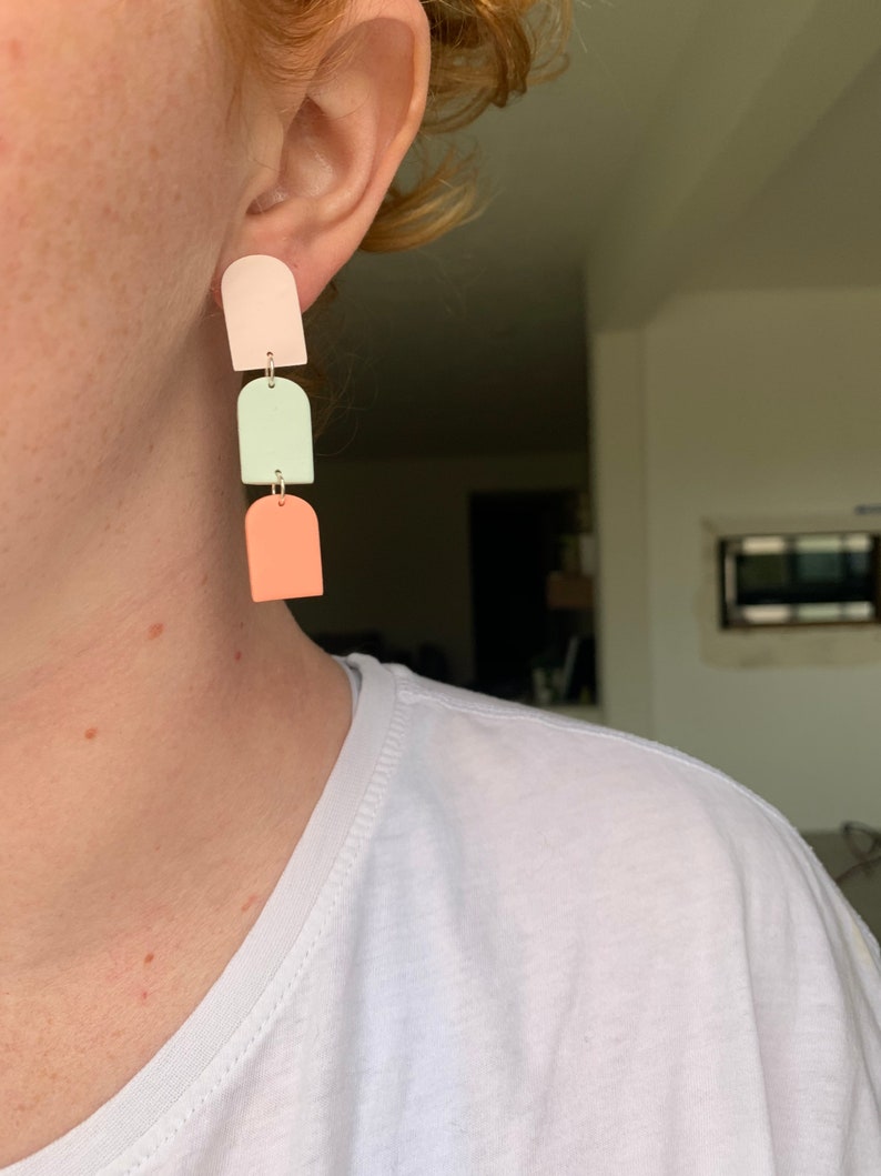 Pastel accessories, pastel earrings, summer earrings, clay earrings, fun earrings, unique earrings, ginger and trim, Watermelon Sugar image 3