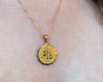 Libra Gold Zodiac Necklace, Zodiac Necklace, Libra Birthday, September October Birthday Gift, Gold Dainty Necklace, Gold Jewelry Layering