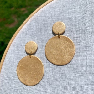 Gold Polymer Clay Earrings, Bridal Earrings, Handmade Earrings, dainty jewelry, Drops, Polymer Clay, Bridesmaid Jewelry image 2