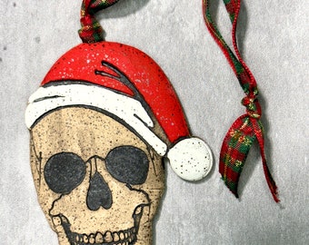Santa Skull Ornament