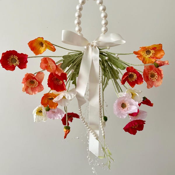 Brautstrauß Mohnblume mit Perlen-Griff
