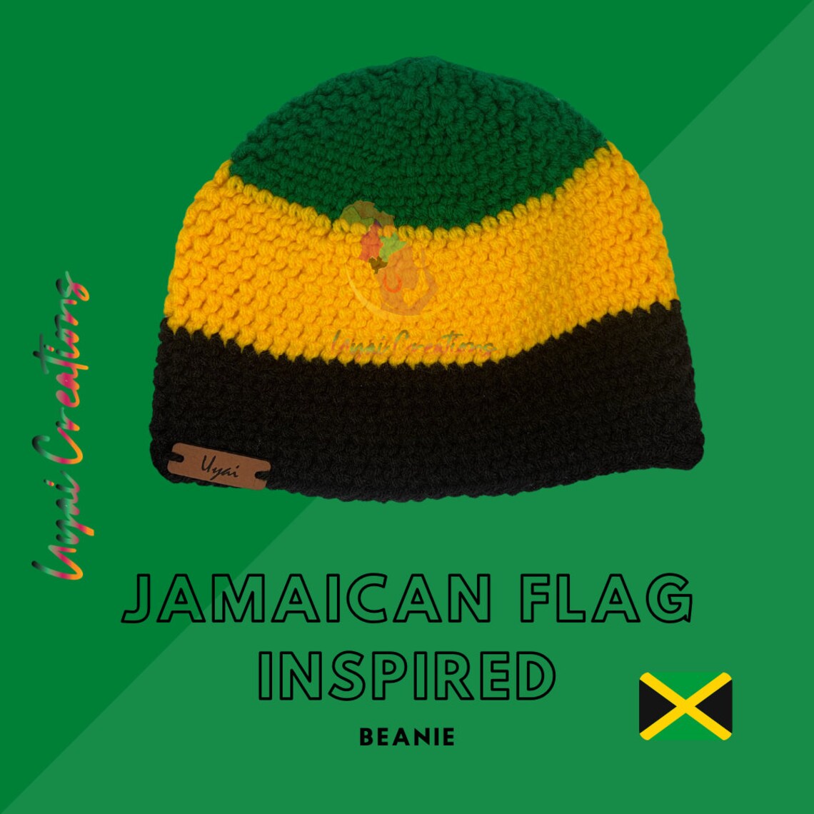 Jamaican Flag Inspired Crochet Beanie Etsy